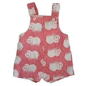 vtg HEALTH TEX Hippo gingham check print overalls 12m
